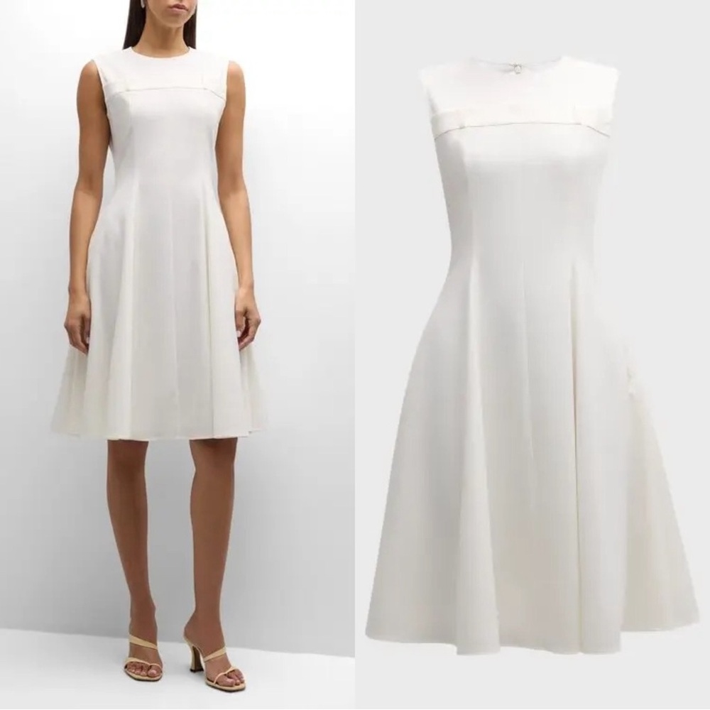 Adeam Emma Sleeveless A-Line Pleated Dress Size 4 NWT Solid Ivory